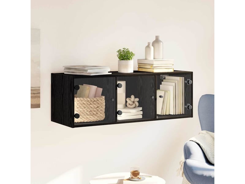  Meuble mural, meuble de rangement salon 102 x 37 x 35 cm bois d'ingénierie chêne noir  - Conforama D