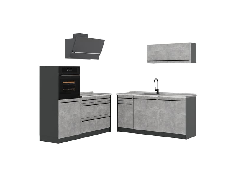  Vicco cuisine, bétonanthracite, 160cm plan de travail marbre  - Conforama A