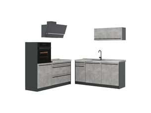 Vicco cuisine, bétonanthracite, 160cm plan de travail marbre