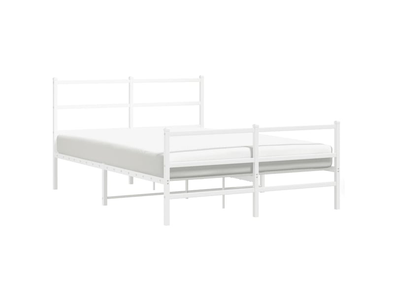  Lit double- lit adulte -  cadre de lit métal sans matelas et pied de lit blanc 140x190 cm  - Conforama C