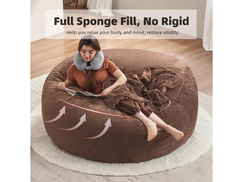  Pouf géant adulte,180x150x60 cm,convertible pliable,mousse,marron  - Conforama D