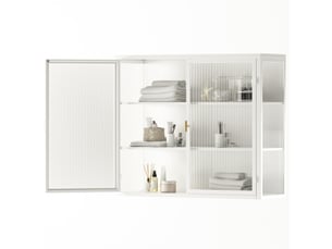 Meuble mural 2 portes 70 x 23 x 60 cm – blanc – 3 niveaux de rangement, pose murale ou au sol