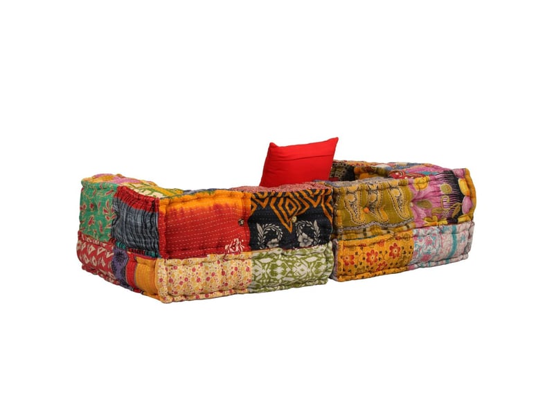  Coussins de sol poufs modulaire chaise longue en tissu 2 places en tissu patchwork dec021231  - Conforama D