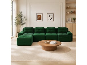 Canapé modulable d'angle modenvie 4 places en velours côtelé vert 382 x 177 x 69 cm sans montage