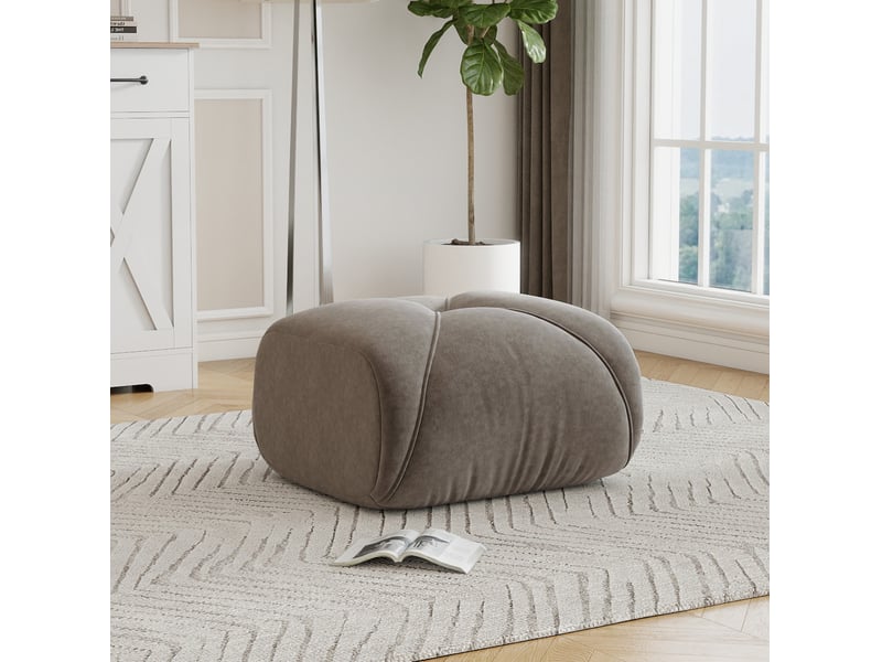  Elowin ottoman chenille-taupe  - Conforama D