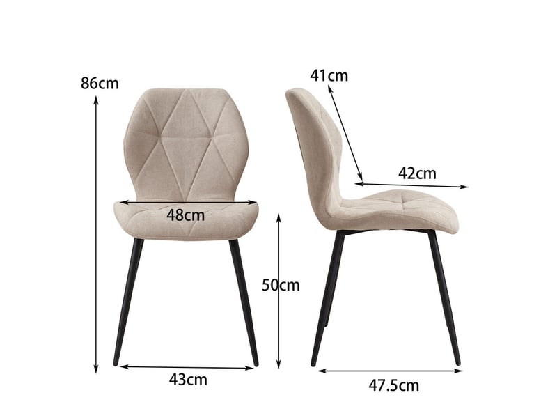  Lot de 4 chaises - chaise de salle à manger vintage en forme de diamant - chaise en lin - pieds en métal(beige) Grand-house - Conforama E
