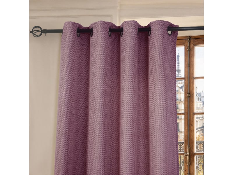 Lot de 2 rideaux à œillets 140 x 240 cm victoria fils teints jacquard - Conforama D