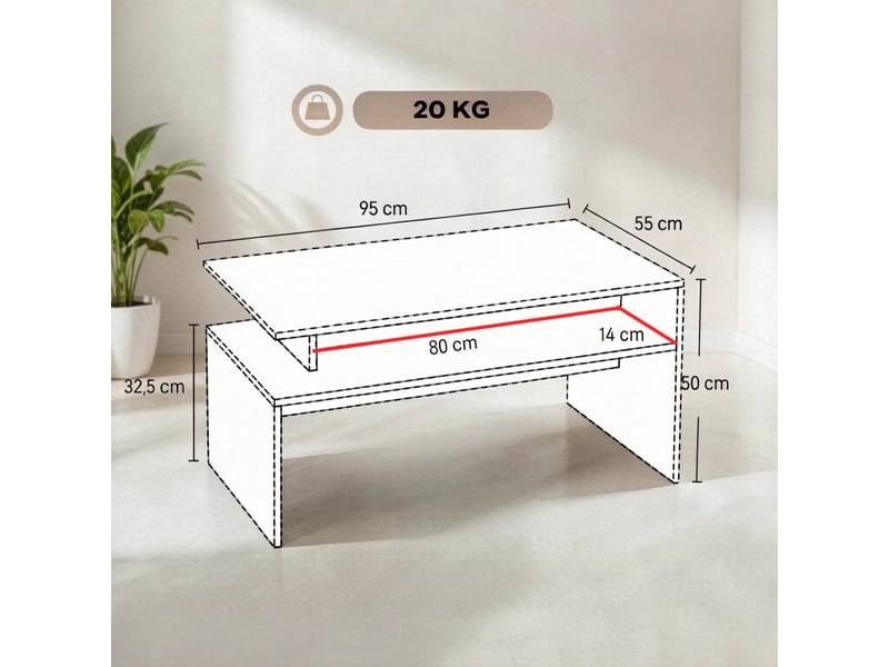  Table basse moderne avec rangement - design décalé, finition bicolore - unique  - Conforama C