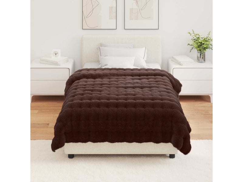  Couverture décorative, couverture antidérapante en fausse de lapin olite camel shl73156  - Conforama D