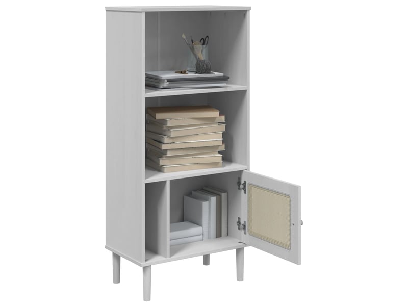  Bibliothèque salon senja aspect de rotin blanc bois massif de pin shl6827  - Conforama D