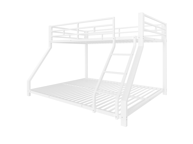  Lit superposé 90x200 cm 140x200 cm avec escalier et garde-corps métal blanc sans matelas  - Conforama A