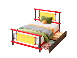 Lit avec rangement 90x200 cm KORFEE coloris rouge