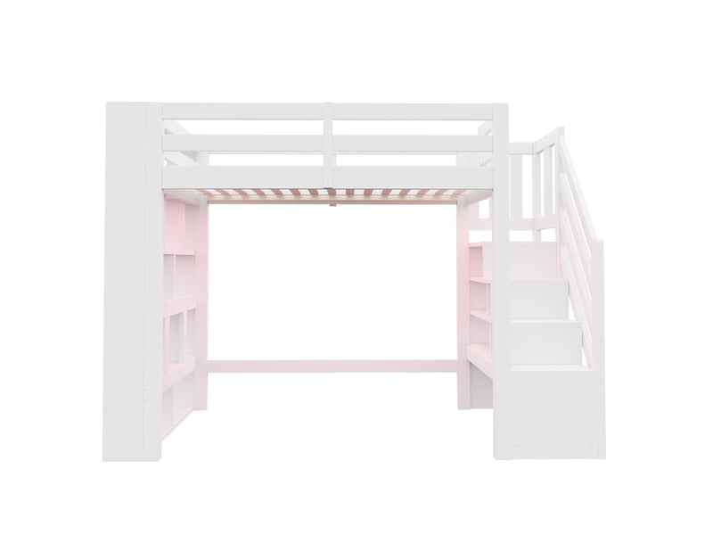 Lit mezzanine 90x200 cm coloris blanc en mdf rangement led - Conforama E