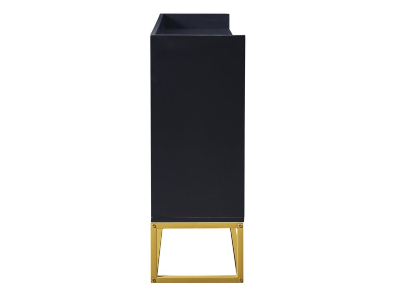 Buffet 4 portes sans poignées avec étagères réglables pour cuisine en panneaux de particules 120×30×80 cm noir - Conforama D