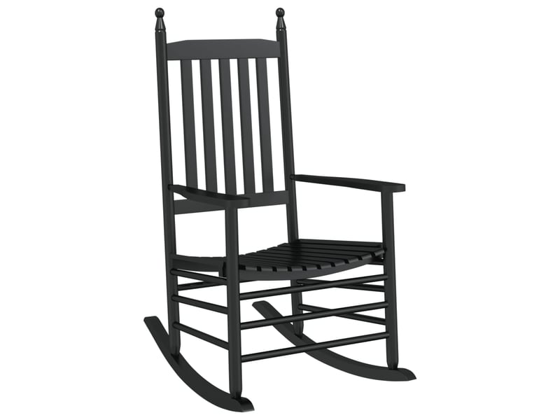  Fauteuil à bascule d'allaitement rembourré relax pour salon avec siège incurvé en bois noir dec028856  - Conforama A