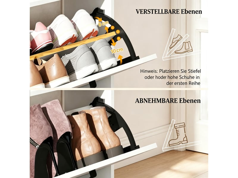  Meuble à chaussures,83x24x90,5 cm,15 paires,panneau de particules,blanc  - Conforama E