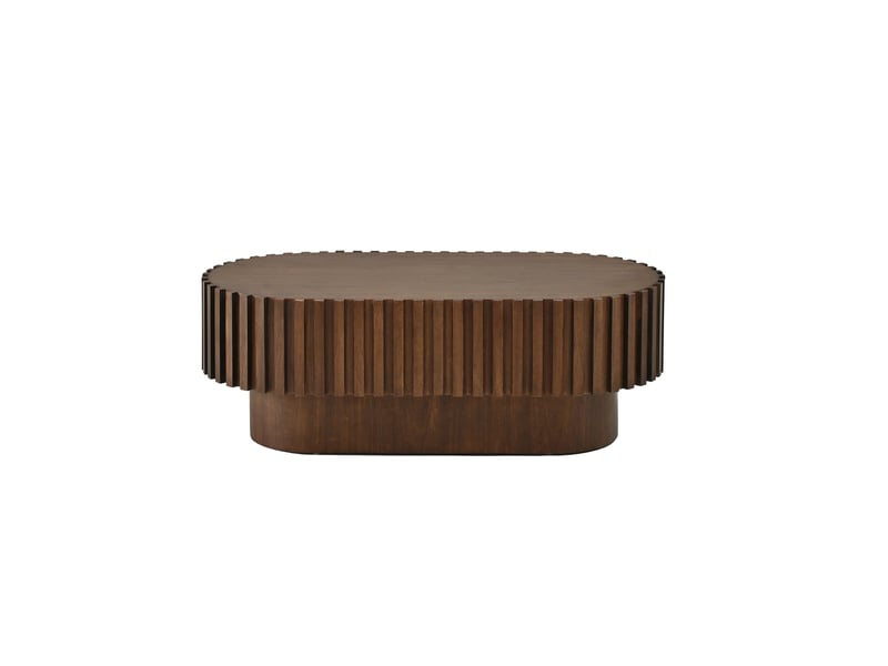  Table basse ovale avec tiroir 100x50x35,5 cm en mdf coloris noyer  - Conforama E