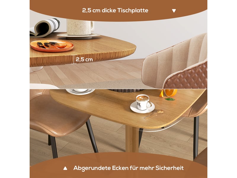  Table à manger carrée 4 personnes en bois d'hévéa massif naturel 70 x 70 x 75 cm  - Conforama E