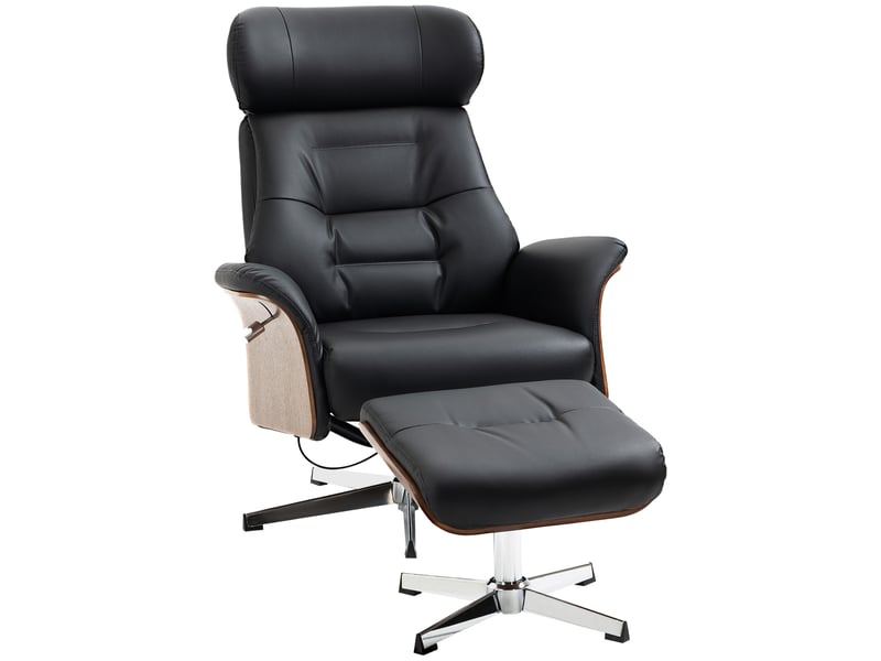  Fauteuil inclinable avec repose-pieds, pivotant à 360°, fonction inclinable, fauteuil de lecture, noir, 80 x 84 x 108 cm  - Conforama B
