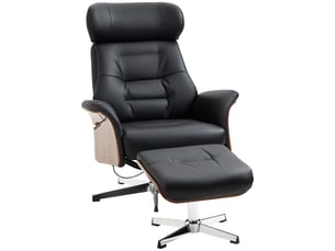 Fauteuil inclinable avec repose-pieds, pivotant à 360°, fonction inclinable, fauteuil de lecture, noir, 80 x 84 x 108 cm