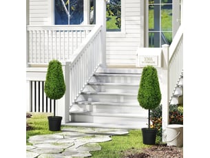 Lot de 2 buis artificiels 90 cm – vert – feuillage résistant aux uv, pots lestés pour intérieur et extérieur