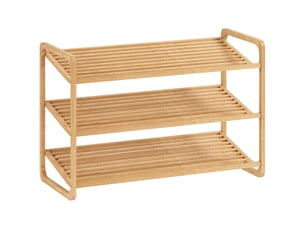 Étagère à chaussures en bambou à 3 niveaux, porte-chaussures capacité 12 paires, bois naturel, 76x33x50,8cm
