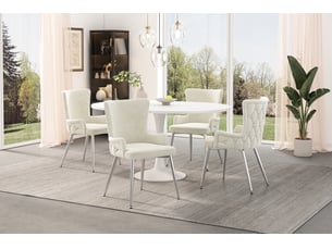 Lot de 6 chaises de salle à manger en velours beige avec pieds métalliques, design élégant