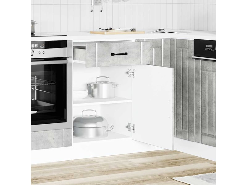  Meuble de rangement, armoire de cuisine lucca gris béton bois ingénierie shl1825  - Conforama C