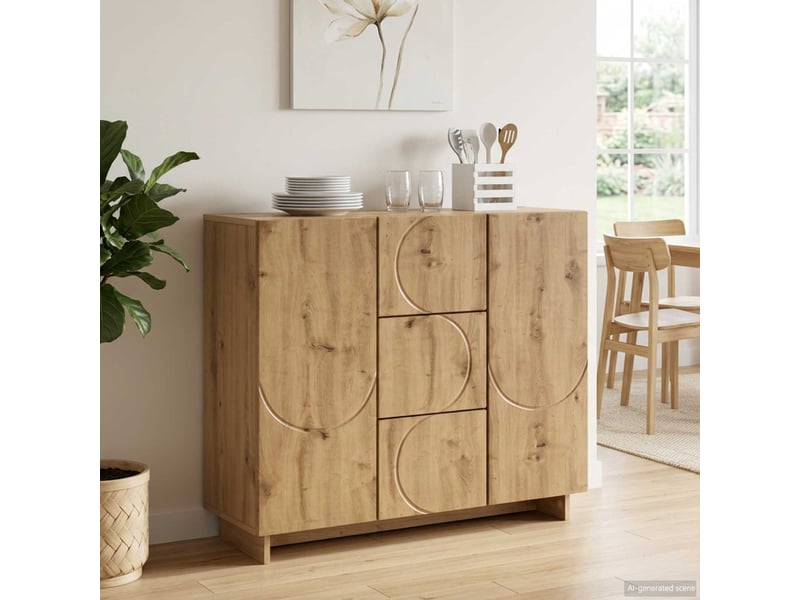  Buffet salon, buffet de rangement chêne artisanal 85,5x31x75 cm bois d'ingénierie shl14397  - Conforama B