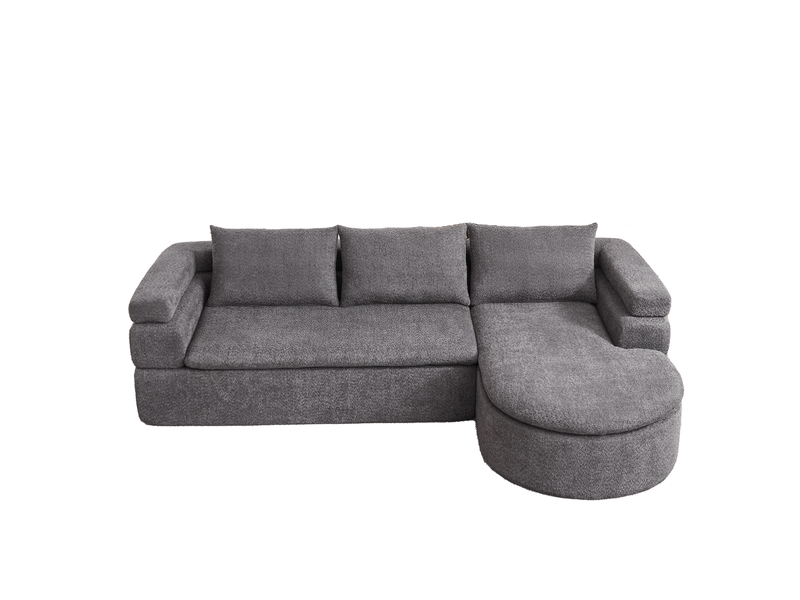 Canapé d'angle modenvie 3 places avec méridienne à droite en chenille gris anthracite 260 x 170 x 65 cm - Conforama A