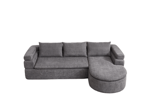 Canapé d'angle modenvie 3 places avec méridienne à droite en chenille gris anthracite 260 x 170 x 65 cm
