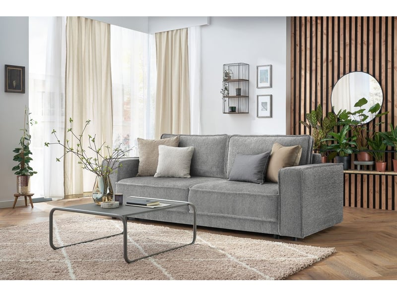  Bobochic canapé droit convertible coffre emile gris clair EMILE - Conforama C