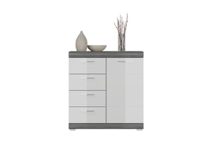 Buffet scout (lxhxp : env. 80x85x37 cm), coloris argent fumé blanc brillant