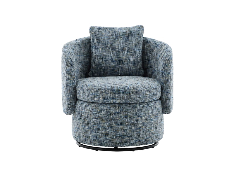 Fauteuil pivotant 028 bleu, rotation 360°, rangement caché et coussin de dossier épais - Conforama A
