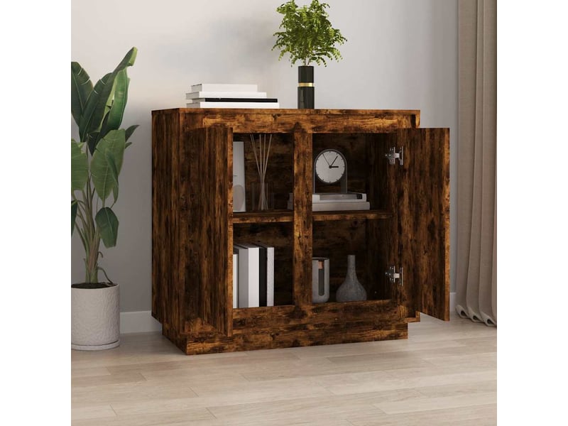  Buffet - bahut - meuble de rangement chêne fumé 80x34x75 cm bois d'ingénierie  - Conforama C