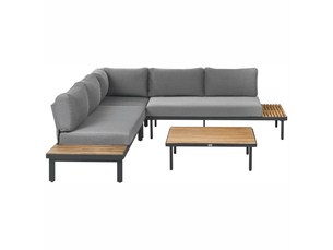 Ensemble de canapés d'angle de jardin 5 places fivizzano acacia gris foncé