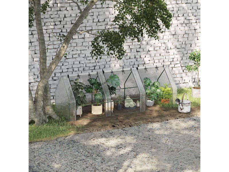  Serre fenêtre zippée, hiver acierfilm plastique, balconjardin, 270x90x90 cm, tomateslégumesfleurs, blanche.  - Conforama D