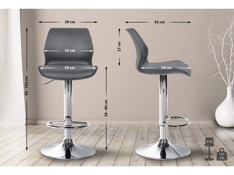  Lot de 2 tabourets de bar gilbert color:grau&amp;material:kunststoff  - Conforama B