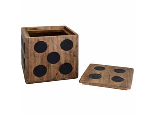 Boîte de rangement, coffre de rangement bois mindi 40x40x40 cm design dés