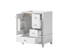 Meuble sous-vasque avec vasque céramique 1 porte 3 tiroirs blanc 61x47x86 cm