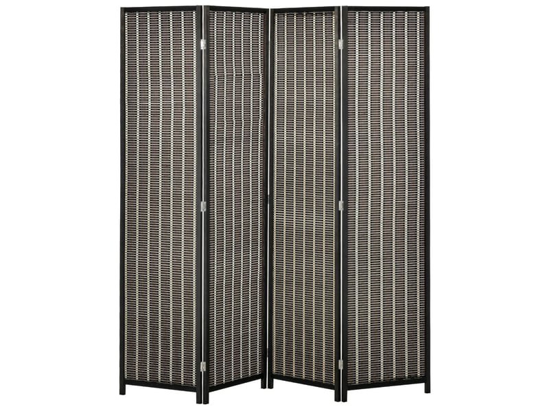 Paravent pliable 4 panneaux 180 x 180 cm – marron – séparation d'espace avec pieds surélevés stables - Conforama A