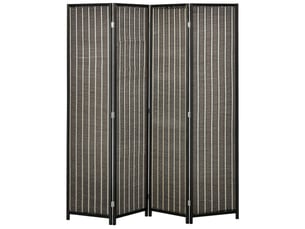 Paravent pliable 4 panneaux 180 x 180 cm – marron – séparation d'espace avec pieds surélevés stables