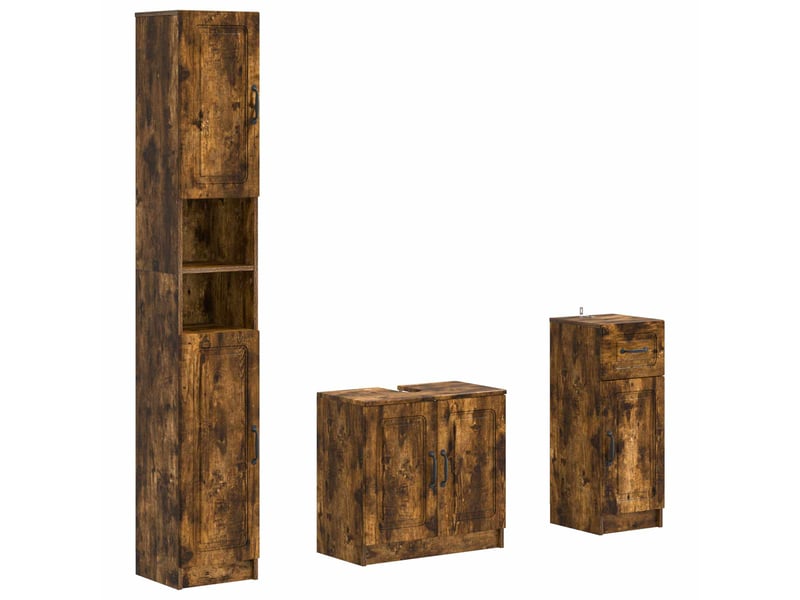  Ensemble de meuble de salle de bain 3 pièces utrecht chêne fumé cf63514  - Conforama A
