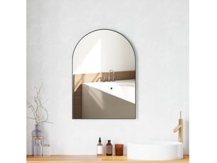 Miroir arrondi(e) de salle de bain coloris noir <strong>DESMIU</strong>  <strong></strong> - 50 cm x 50 cm