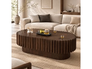 Table basse ovale coloris bois foncé <strong>OKMYHOME</strong> <strong></strong> - 50 cmx100 cm