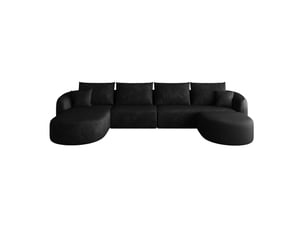Canapé d'angle compressé panoramique fixe <strong>MAISENTIEL</strong> <strong></strong> 6 places Tissu noir