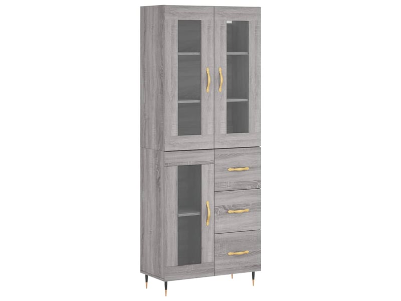  Buffet haut - bahut - meuble de rangement sonoma gris 69,5x34x180 cm bois d'ingénierie  - Conforama A