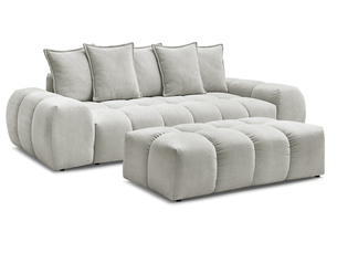 Canapé droit convertible BOBOCHIC EVEREST 3 places Tissu gris avec coffre de rangement