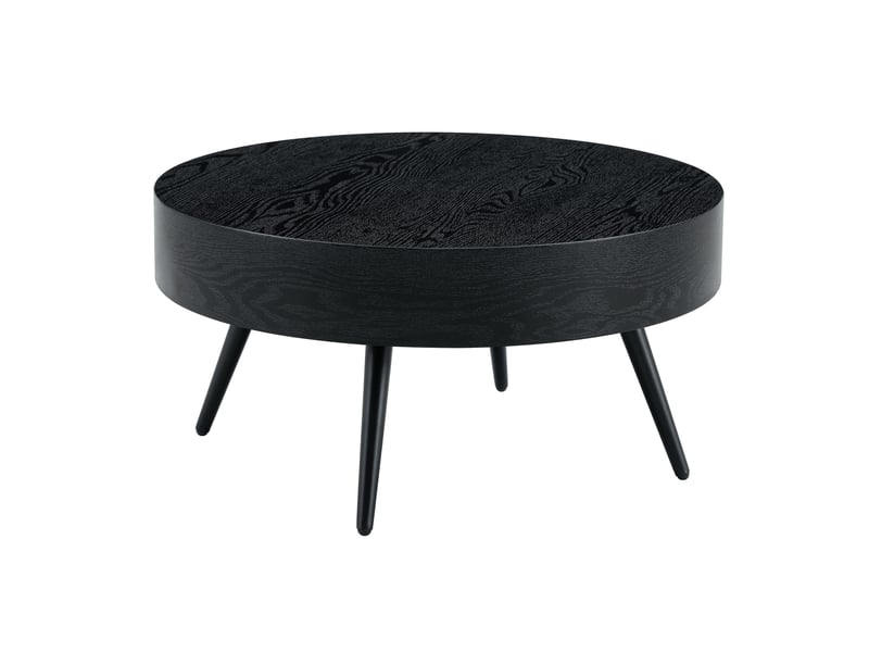  Table basse ronde avec plateau et pieds en métal, pour salon et petits espaces, 70 × 35,5 cm, en mdf noir  - Conforama A