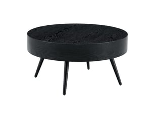 Table basse ronde avec plateau et pieds en métal, pour salon et petits espaces, 70 × 35,5 cm, en mdf noir